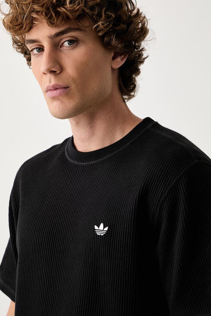 adidas Originals тениска мъжка от памук Trefoil Essentials Waffle черна KS4180