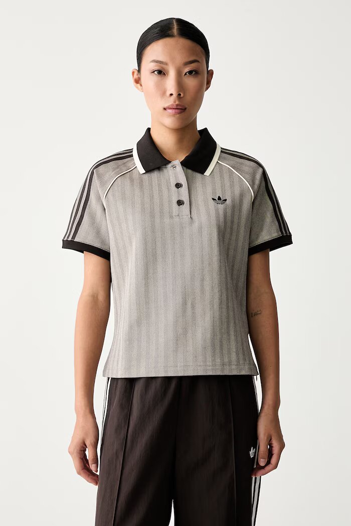 adidas Originals тениска с яка дамска кафява KX1871
