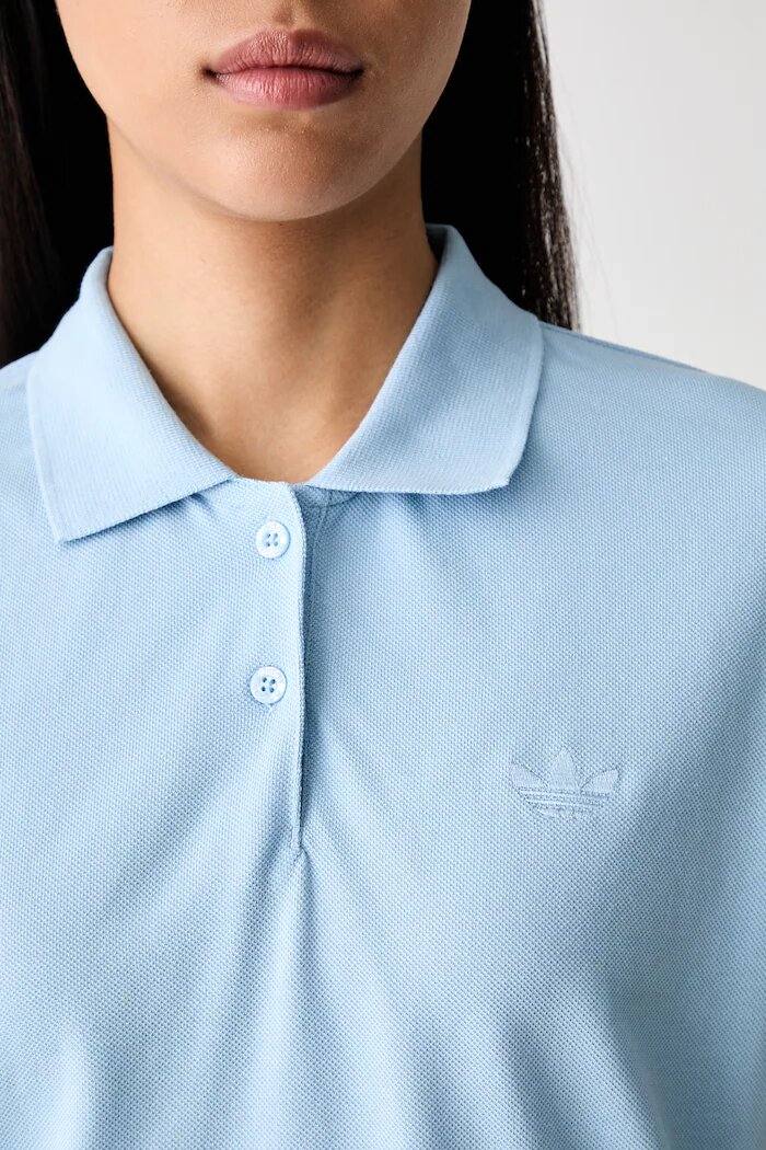 adidas Originals тениска с яка дамска с памук синя KT7992