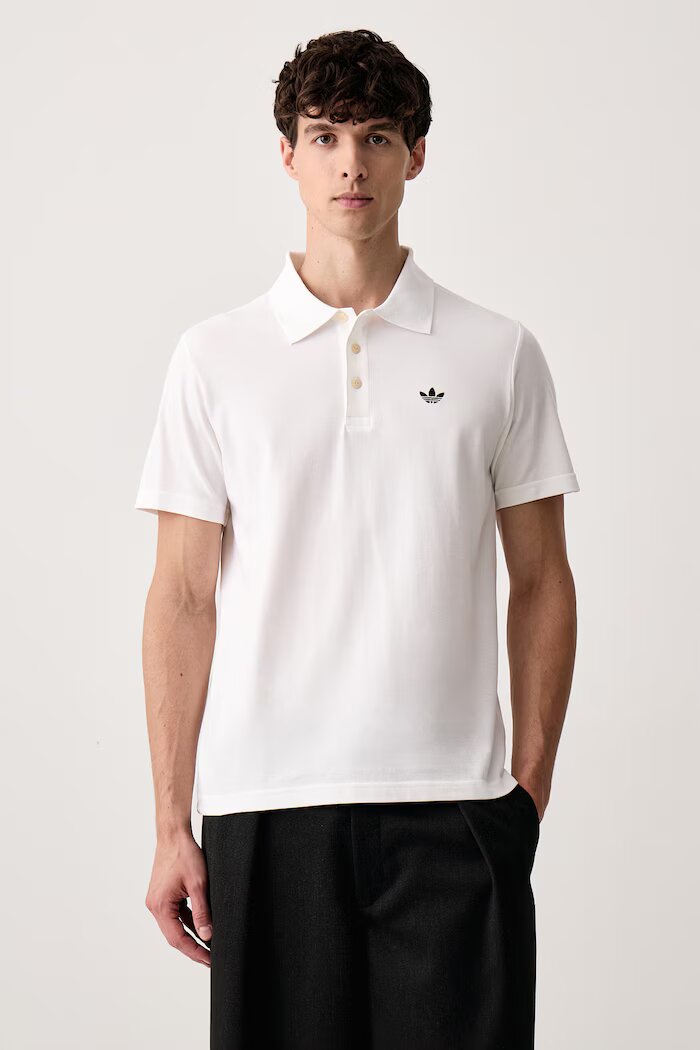 adidas Originals тениска с яка мъжка от памук Trefoil Essentials бяла KS9800