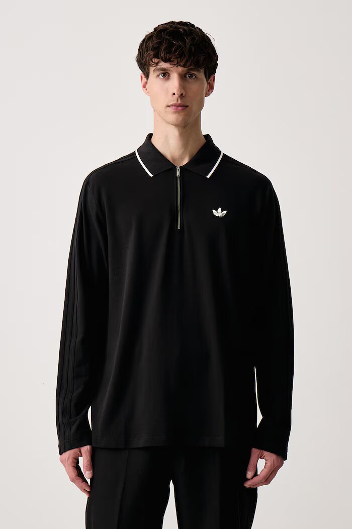 adidas Originals тениска с яка мъжка с памук черна KE4133
