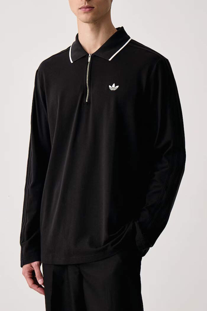 adidas Originals тениска с яка мъжка с памук черна KE4133