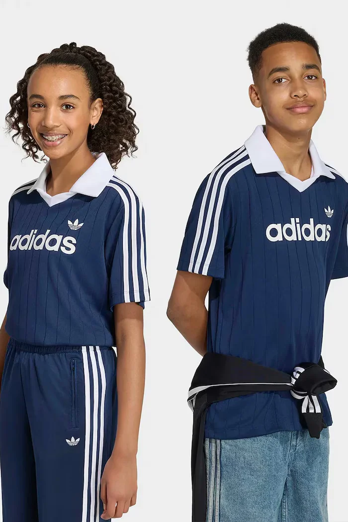 adidas Originals тениска с яка за деца тъмносиня HZ9628