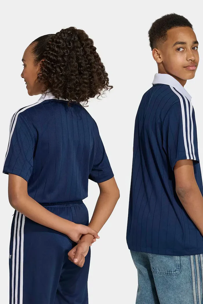 adidas Originals тениска с яка за деца тъмносиня HZ9628