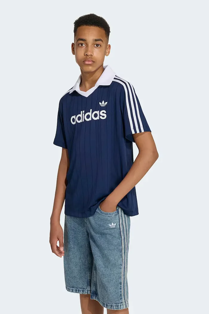 adidas Originals тениска с яка за деца тъмносиня HZ9628