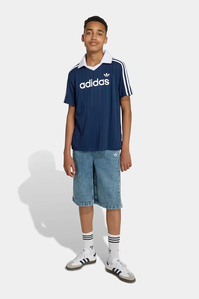 adidas Originals тениска с яка за деца тъмносиня HZ9628
