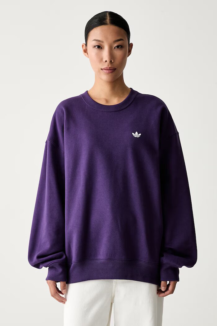 adidas Originals уголемен суичър дамски с памук Essentials виолетов KW0196