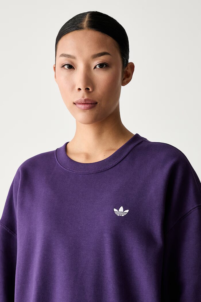 adidas Originals уголемен суичър дамски с памук Essentials виолетов KW0196