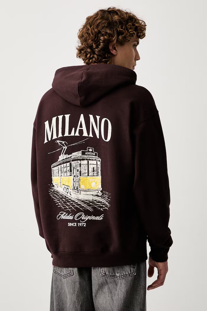 adidas Originals уголемен суичър мъжки с памук Milan кафяв LG9394