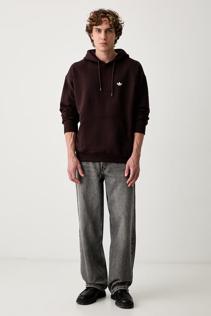 adidas Originals уголемен суичър мъжки с памук Milan кафяв LG9394