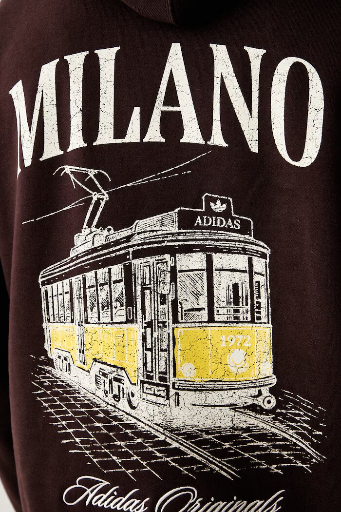 adidas Originals уголемен суичър мъжки с памук Milan кафяв LG9394