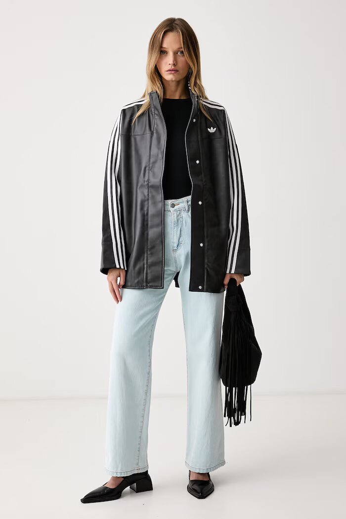 adidas Originals яке дамско от имитация на кожа Adilenium Season 6 Pleather Jacket черно LH1945