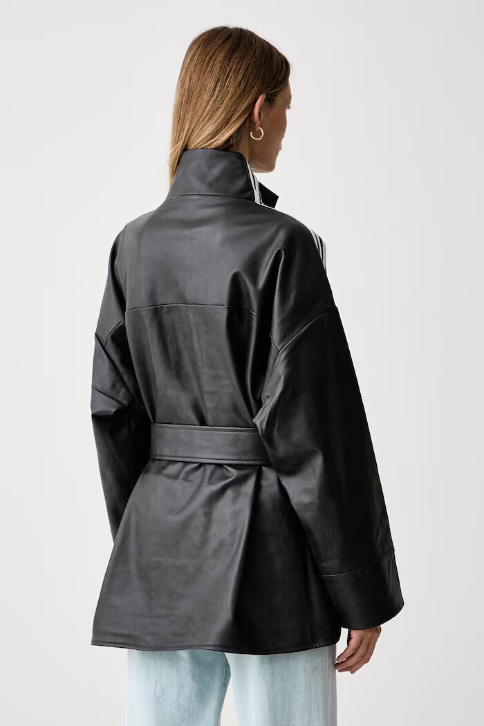 adidas Originals яке дамско от имитация на кожа Adilenium Season 6 Pleather Jacket черно LH1945