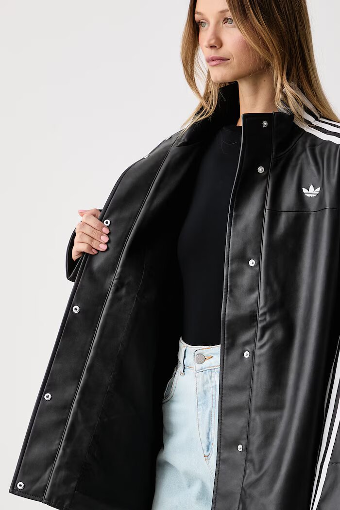 adidas Originals яке дамско от имитация на кожа Adilenium Season 6 Pleather Jacket черно LH1945