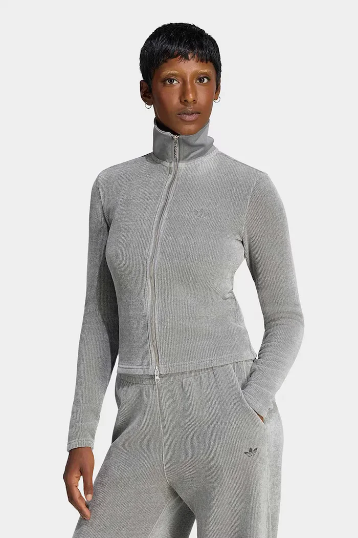 adidas Originals жилетка дамска Chenille Zip Up сива LF6541