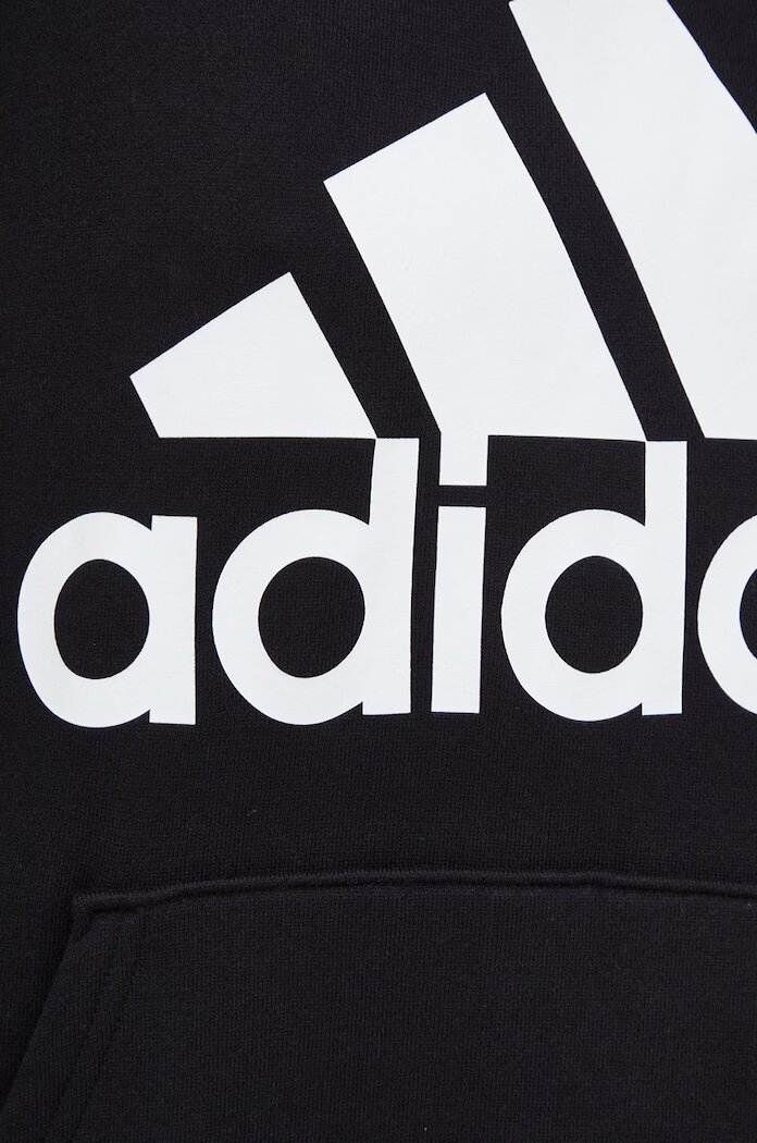 adidas Памучен суичър в черно с качулка с принт