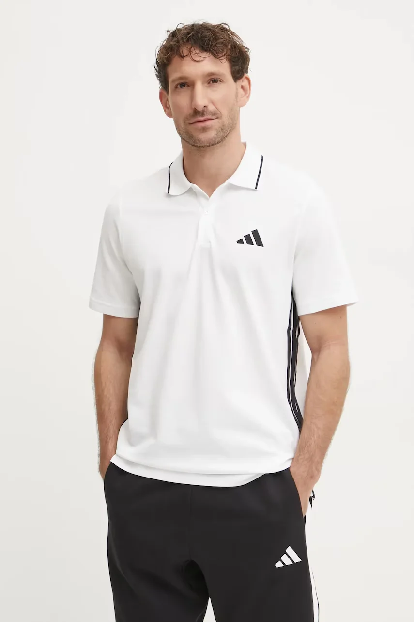 adidas Памучна тениска с яка Essentials