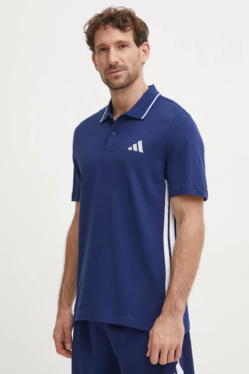 adidas Памучна тениска с яка Essentials