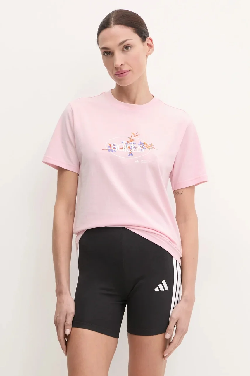 adidas Памучна тениска W Elem Flrl Tee
