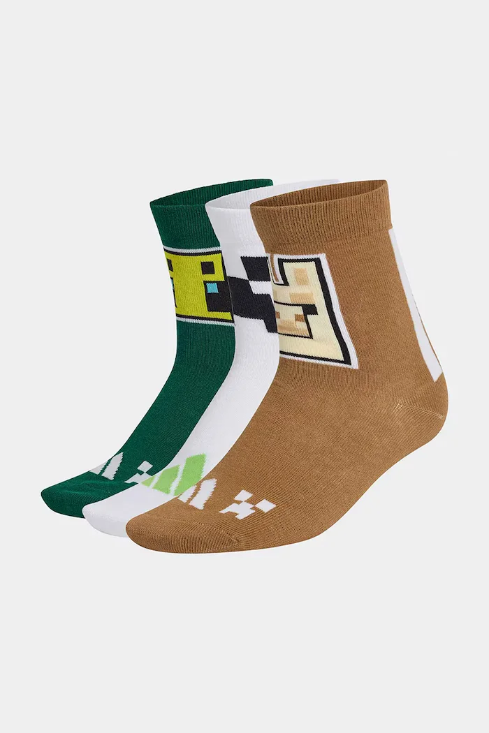 adidas Performance Детски чорапи с памук MINECRAFT (3 чифта) в бяло KA9902