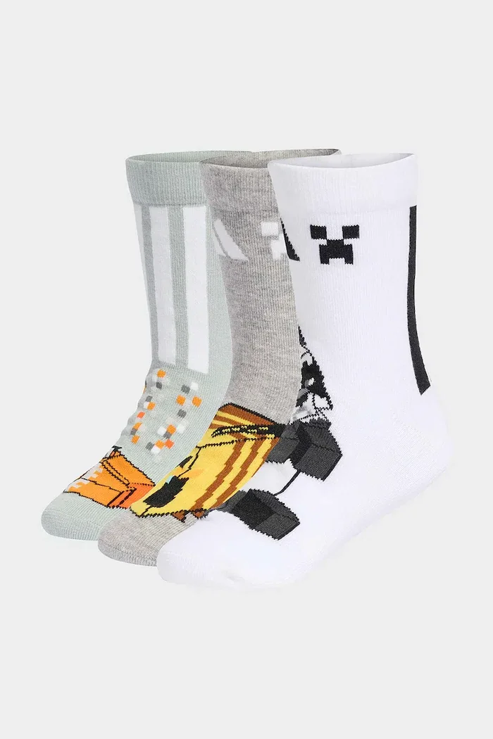 adidas Performance Детски чорапи с памук MINECRAFT (3 чифта) в бяло KA9904