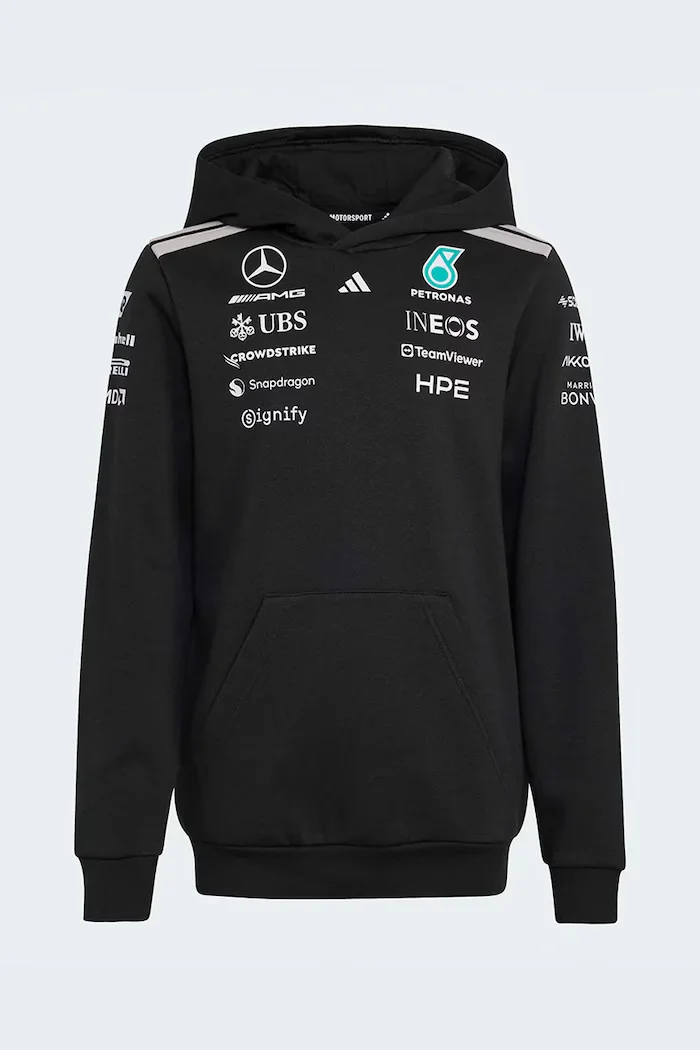 adidas Performance Детски суичър MERCEDES в черно с качулка с десен KF0167