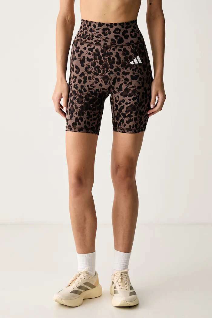 adidas Performance къс клин дамски Optime Essentials кафяв с висока талия KZ2519