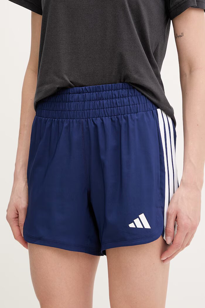 adidas Performance Къс панталон за трениране Pacer Workout в тъмносиньо с изчистен дизайн с висока талия KD7320