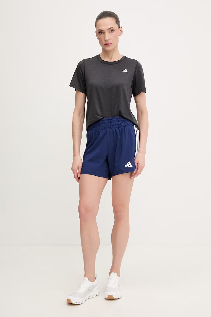 adidas Performance Къс панталон за трениране Pacer Workout в тъмносиньо с изчистен дизайн с висока талия KD7320