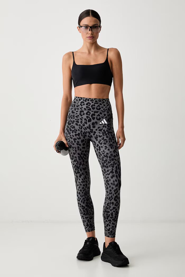 adidas Performance панталон за трениране дамски Optime Essentials сив с висока талия KS6212
