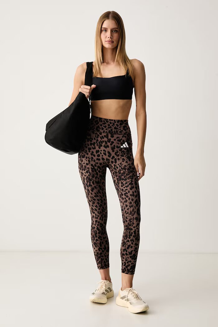 adidas Performance спортен клин дамски Optime Essentials кафяв с висока талия KZ2520