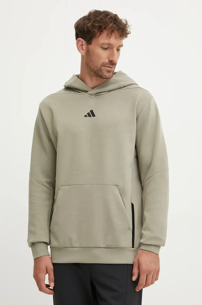 adidas Performance Суичър за трениране Designed for Training в зелено с качулка с изчистен дизайн JE6690