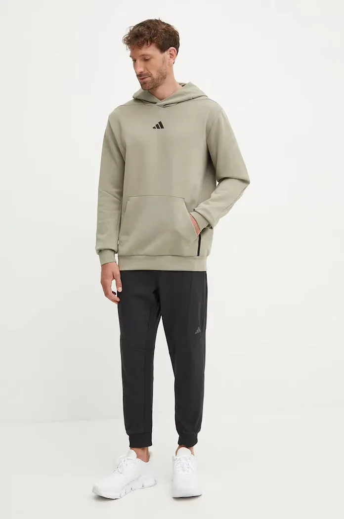 adidas Performance Суичър за трениране Designed for Training в зелено с качулка с изчистен дизайн JE6690
