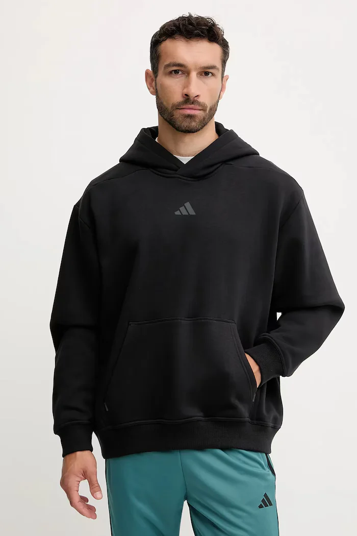 adidas Performance Суичър за трениране POWER мъжки в черно с качулка с изчистен дизайн JZ6248