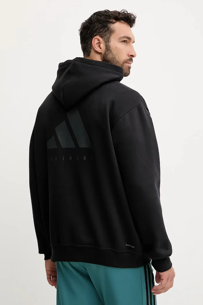 adidas Performance Суичър за трениране POWER мъжки в черно с качулка с изчистен дизайн JZ6248