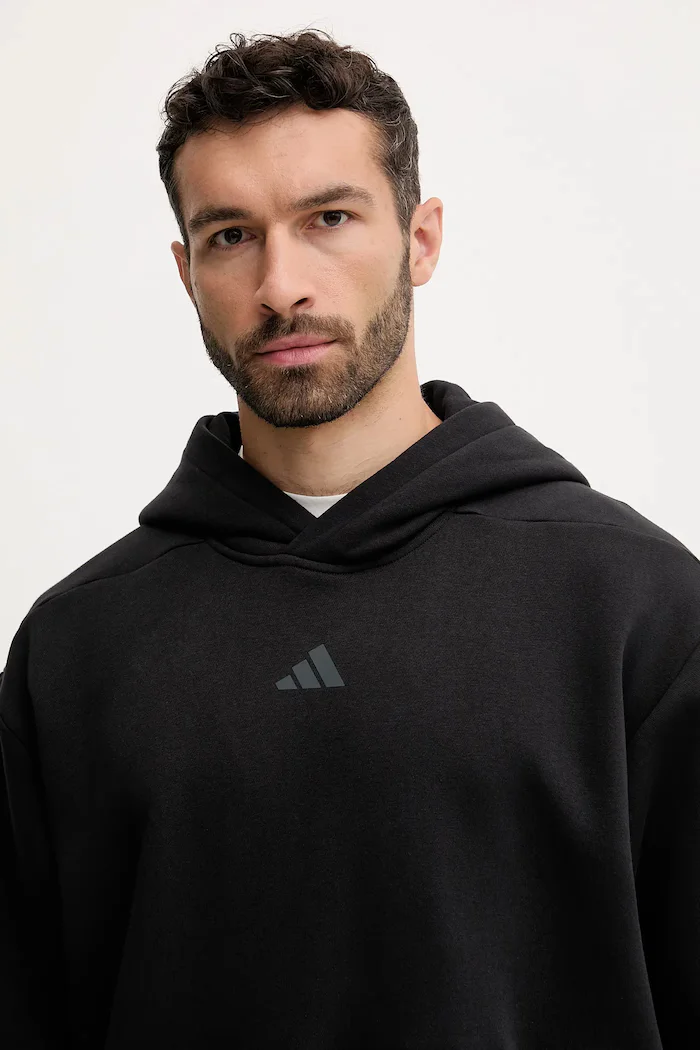 adidas Performance Суичър за трениране POWER мъжки в черно с качулка с изчистен дизайн JZ6248