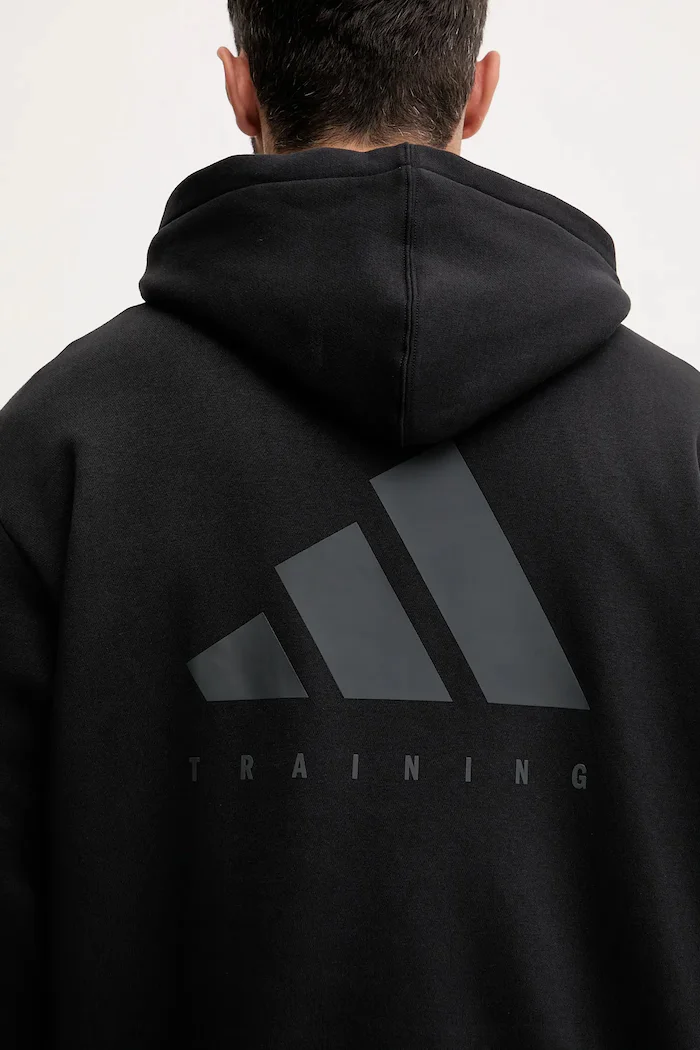adidas Performance Суичър за трениране POWER мъжки в черно с качулка с изчистен дизайн JZ6248