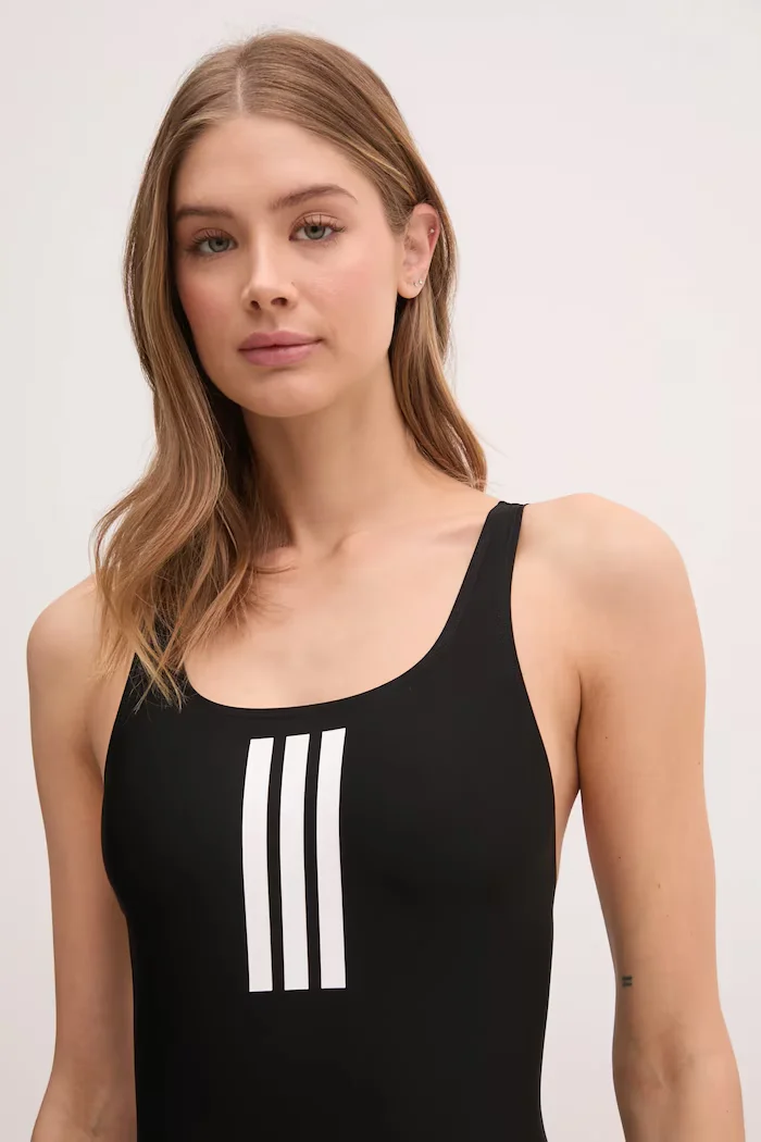 adidas Performance Цял бански 3 Stripes в черно с меки чашки JE1921