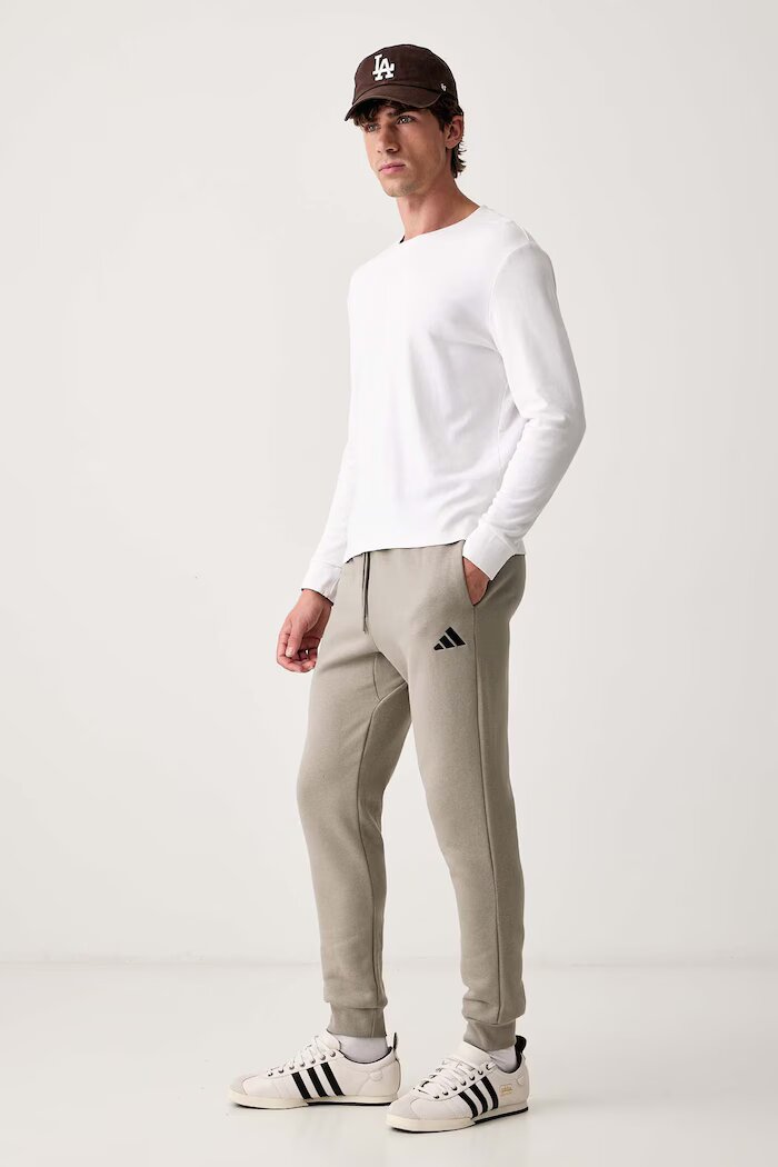 adidas спортен панталон мъжки с памук Essentials Feelcozy зелен със стандартна талия KF2381