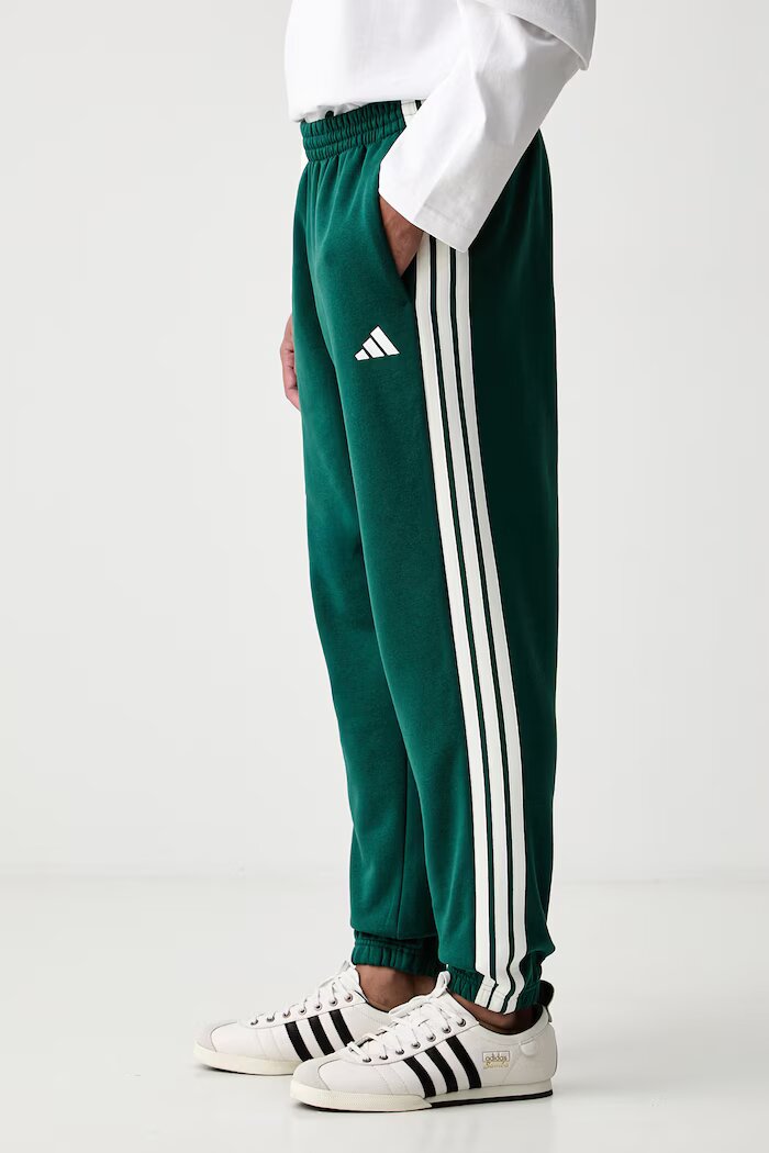 adidas спортен панталон мъжки с памук Three Stripes зелен със стандартна талия KY4129
