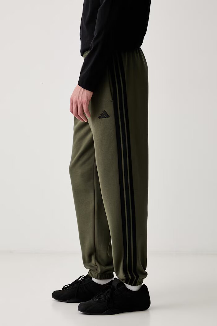 adidas спортен панталон мъжки с памук Three Stripes зелен със стандартна талия KY4130