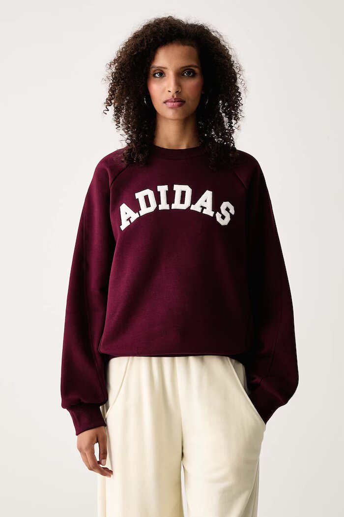 adidas суичър дамски с памук Chenille Pack бордо KU0327