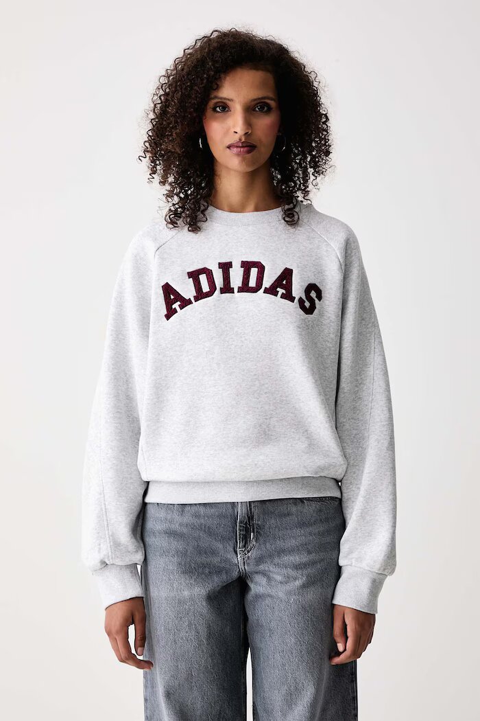 adidas суичър дамски с памук Chenille Pack сив KU0328