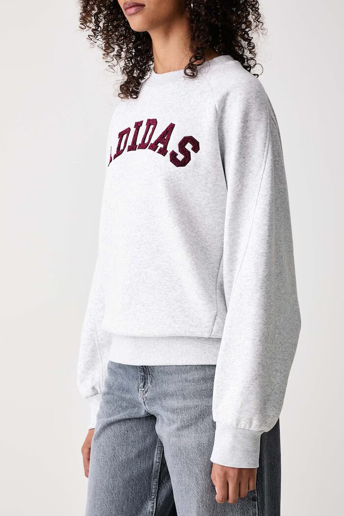 adidas суичър дамски с памук Chenille Pack сив KU0328