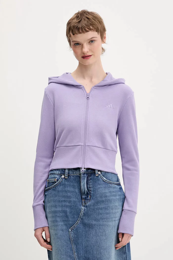 adidas Суичър Essentials в лилаво с качулка с изчистен дизайн KC3891