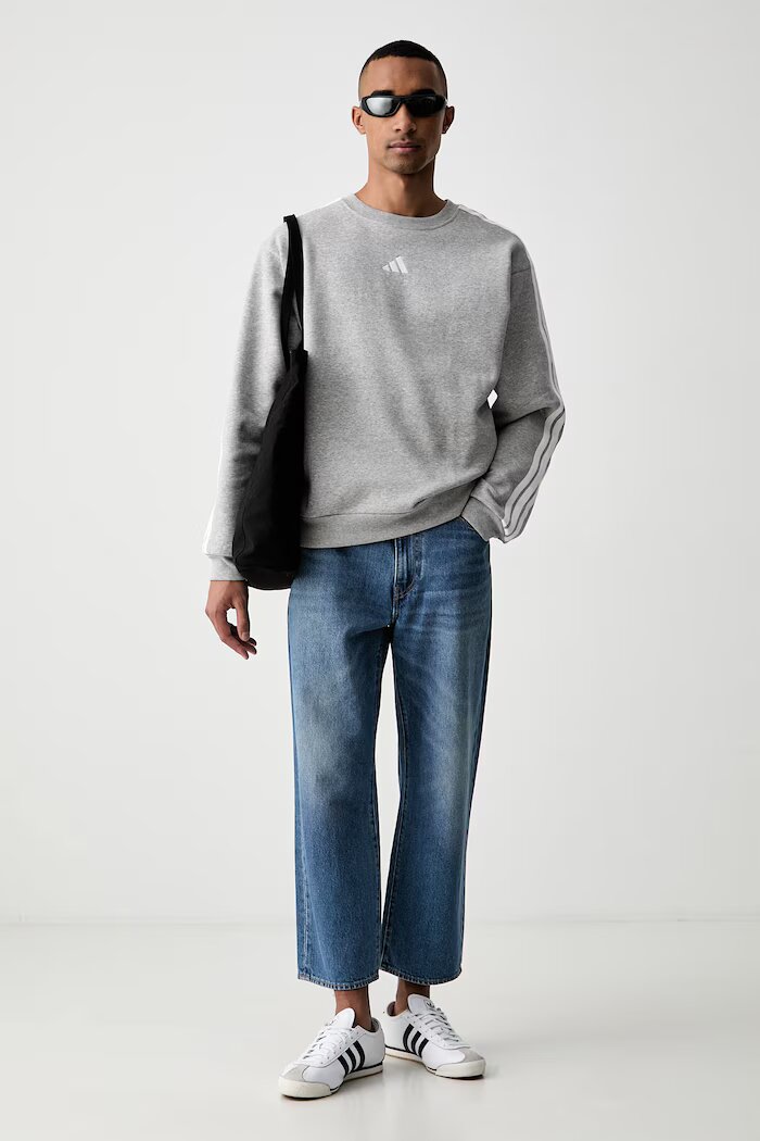adidas суичър мъжки с памук Essentials сив KY4158