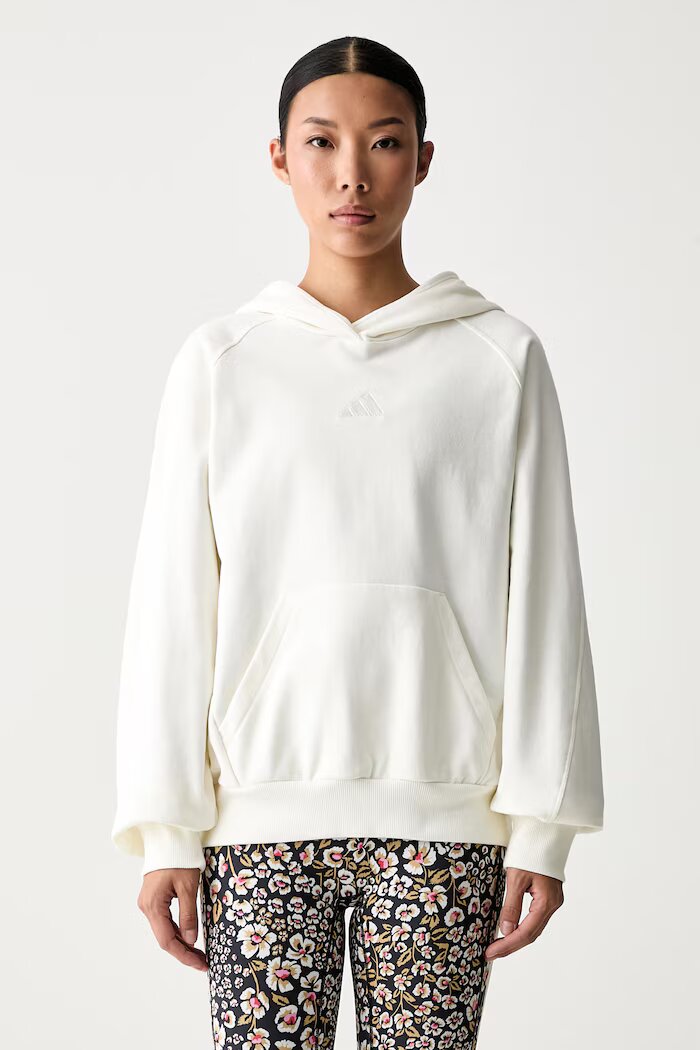 adidas суичър с качулка дамски от памук бежов KV9792