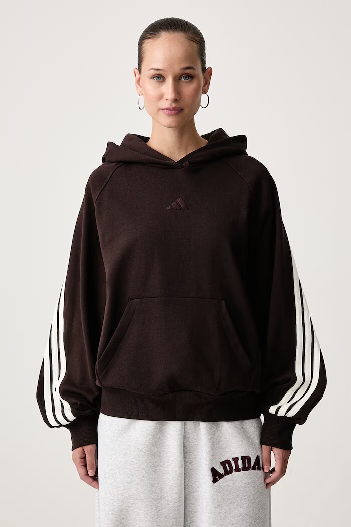 adidas суичър с качулка дамски от памук кафяв KW7701