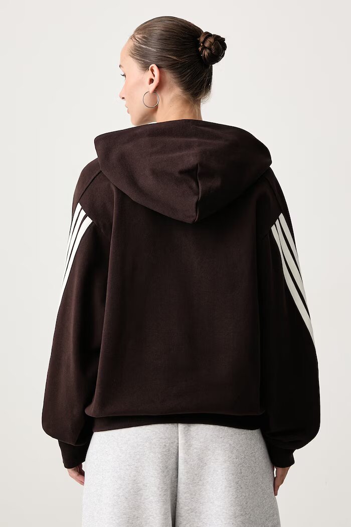 adidas суичър с качулка дамски от памук кафяв KW7701