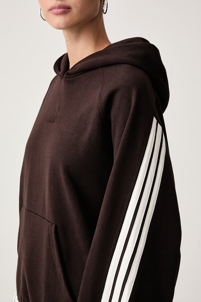 adidas суичър с качулка дамски от памук кафяв KW7701